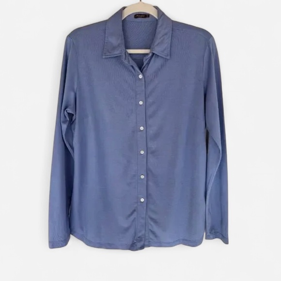 J. McLaughlin Light French Blue Casual Button Down Shirt. Size Large - Picture 5 of 9